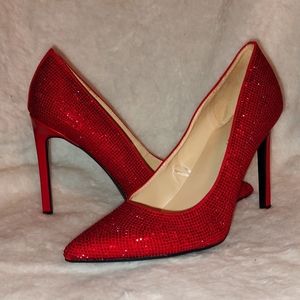 Red rhinestone heels